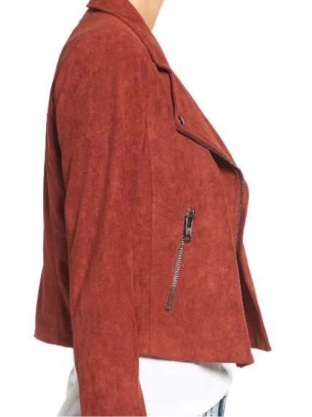 ASTR the Label Rust Faux Suede Moto Crop Jacket XS $90 - Picture 2 of 10